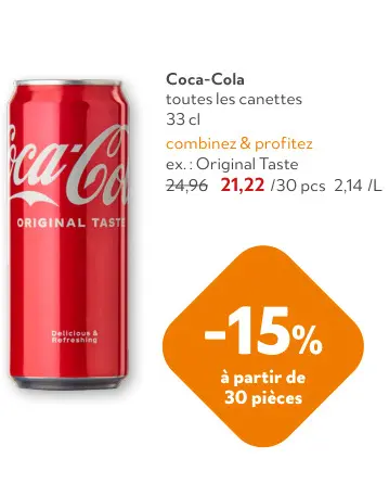 Offre: Coca-Cola toutes les canettes