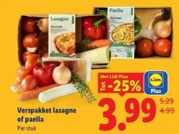 Aanbieding: Verspakket lasagne of paella