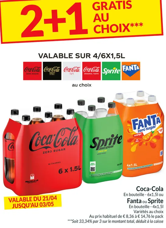 Offre: Coca-Cola, Fanta ou Sprite