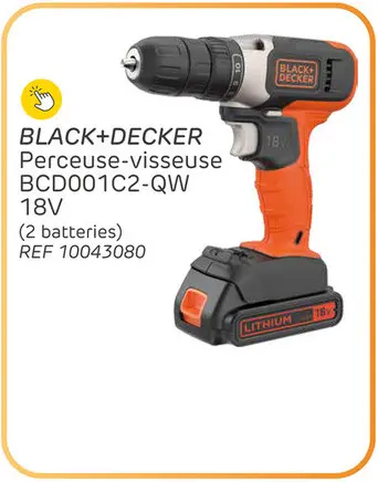 Offre: Perceuse-visseuse black+decker bcd001c2-qw - 18v - (2x 1,5ah)