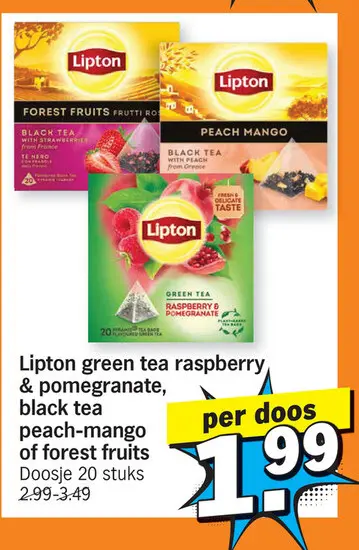 Promotie: Lipton green tea raspberry & pomegranate, bla
