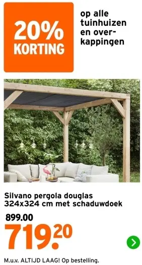 Aanbieding: Alle tuinhuizen en overkappingen