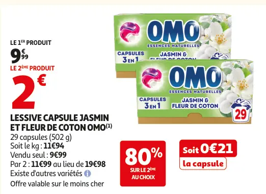 Promotie: Lessive capsule jasmin et fleur de coton