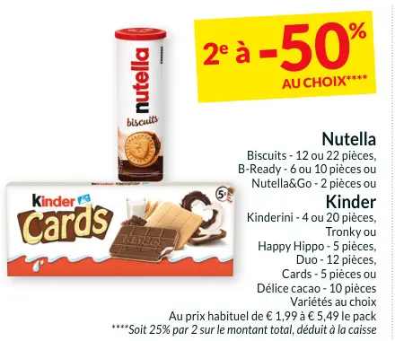Offre: Nutella & Kinder products