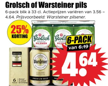 Aanbieding: Grolsch of Warsteiner pils