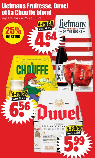 Aanbieding: Liefmans Fruitesse, Duvel of La Chouffe blond