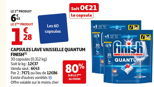 Offre: Capsules lave vaisselle quantum