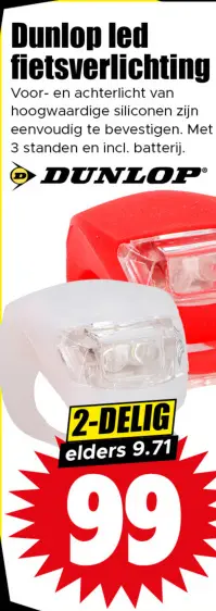 Aanbieding: Dunlop led fietsverlichting