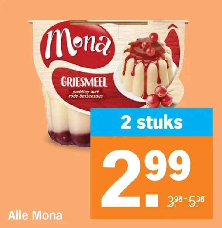 Aanbieding: Griesmeel pudding met rode bessensaus