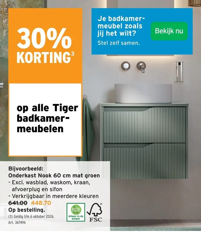 Promotie: Onderkast Nook 60 cm mat groen