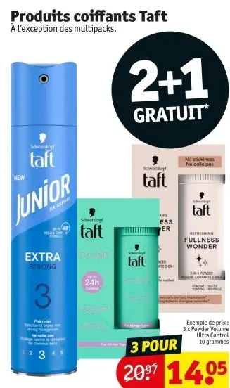 Offre: Taft Junior Hairspray, Taft Volume
