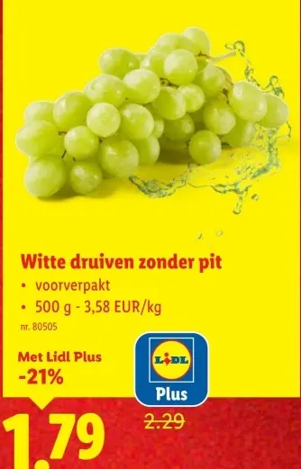 Promotie: Witte druiven zonder pit