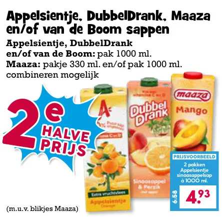 Aanbieding: Appelsientje, DubbelDrank, Maaza en/of van de Boom sappen