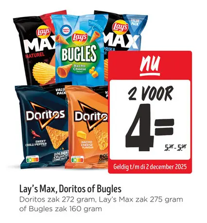 Aanbieding: Lay's Max, Doritos of Bugles