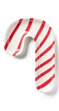 Aanbieding: Schaal candy cane - wit/rood - 2.5x24x17 cm