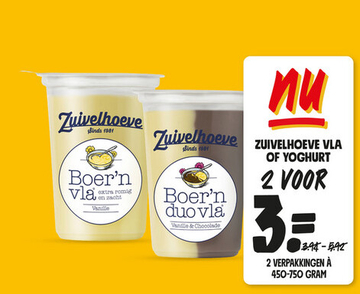 Aanbieding: ZUIVELHOEVE VLA OF YOGHURT