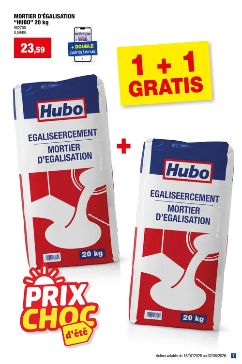 Offre: Hubo mortier d'égalisation 20kg