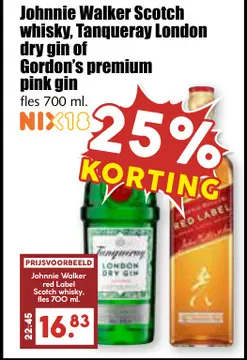 Aanbieding: Johnnie Walker Scotch whisky, Tanqueray Londo