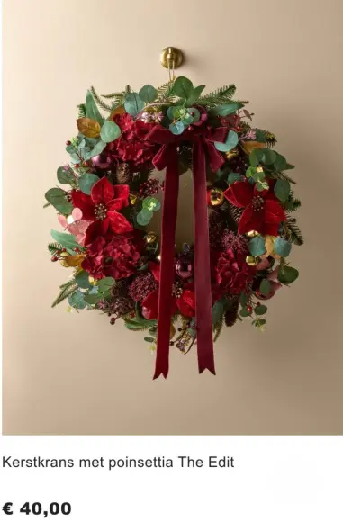 Aanbieding: Kerstkrans met poinsettia