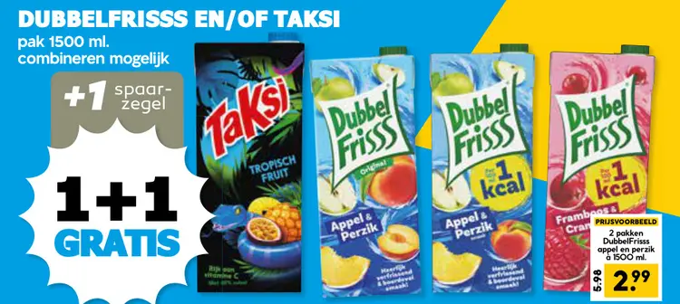 Aanbieding: Dubbelfrisss en/of Taksi