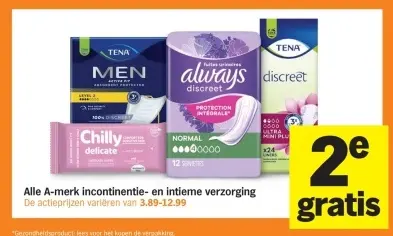 Aanbieding: Alle A-merk incontinentie- en intieme verzorging