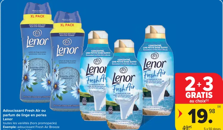 Offre: Adoucissant Fresh Air ou parfum de linge en perles