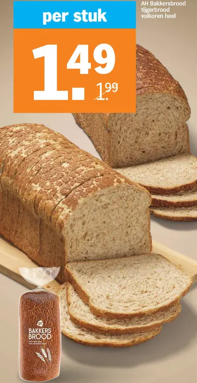 Aanbieding: Bakkersbrood tijgerbrood volkoren heel