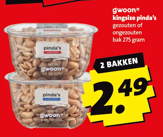 Aanbieding: Kingsize pinda's gezouten of ongezouten