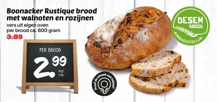 Aanbieding: Boonacker Rustique brood met walnoten en rozijnen