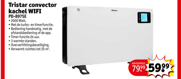 Aanbieding: Tristar convector kachel WIFI PD-8975E