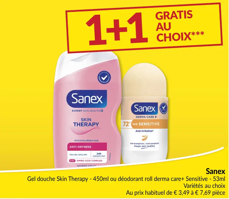 Offre: Gel douche Skin Therapy ou déodorant roll derma care+ Sensitive