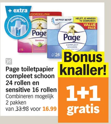 Aanbieding: Page toiletpapier compleet schoon en sensitive 