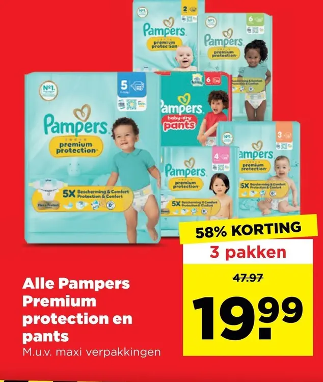 Aanbieding: Alle Pampers Premium protection en pants
