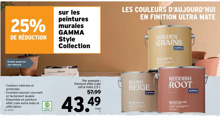 Offre: Peinture effet craie extra mate