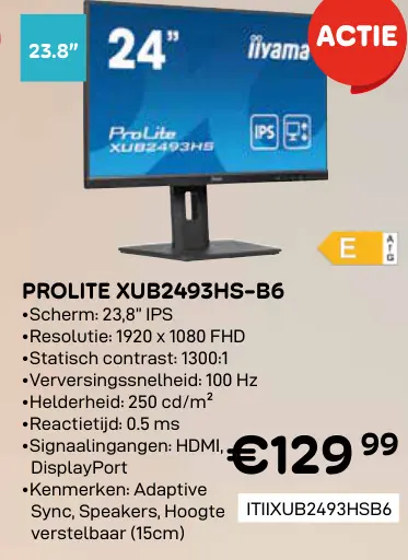 Aanbieding: Prolite xub2493hs-b6