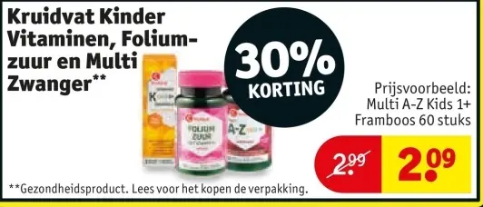 Aanbieding: Kruidvat Kinder Vitaminen, Foliumzuur en Multi Zwanger