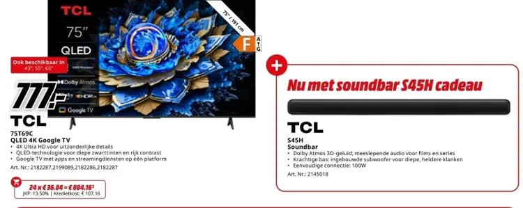Promotie: 75T69C QLED 4K Google TV