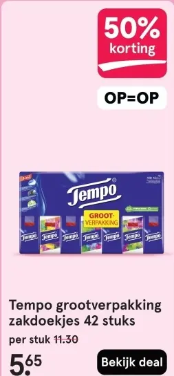 Aanbieding: Tempo grootverpakking zakdoekjes