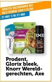 Aanbieding: Prodent, Glorix bleek, Knorr Wereldgerechten, Axe