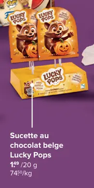 Offre: Sucette au chocolat belge Lucky Pops