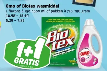 Aanbieding: Omo of Biotex wasmiddel