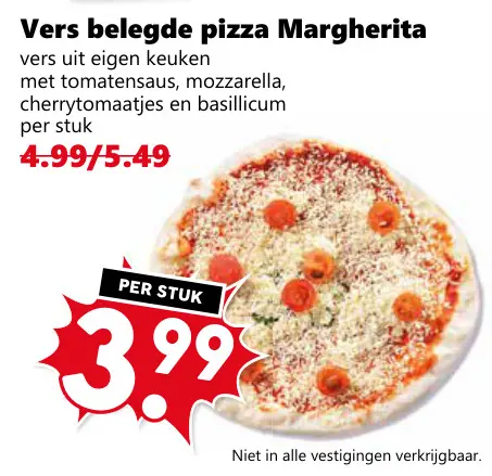 Aanbieding: Vers belegde pizza Margherita