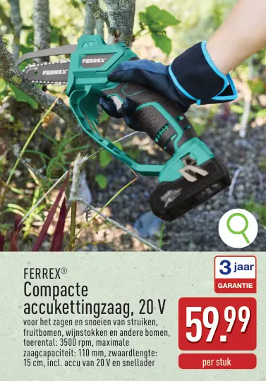 Aanbieding: Compacte accukettingzaag, 20 V