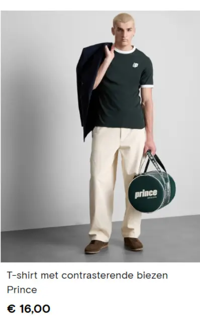 Promotie: T-shirt met contrasterende biezen