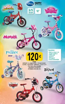 Aanbieding: Fiets SPIDEY & AMAZING, PRINCESSE, CARS, FROZEN, MINNIE OF STITCH