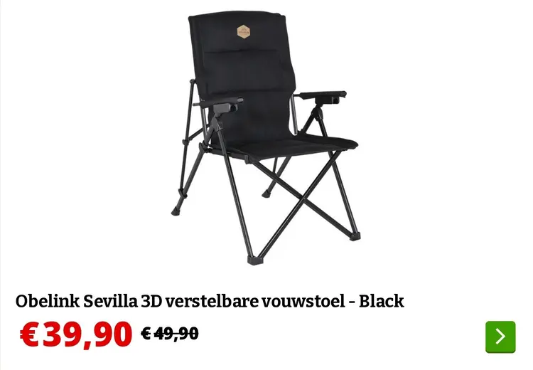 Aanbieding: Obelink Sevilla 3D verstelbare vouwstoel - Black