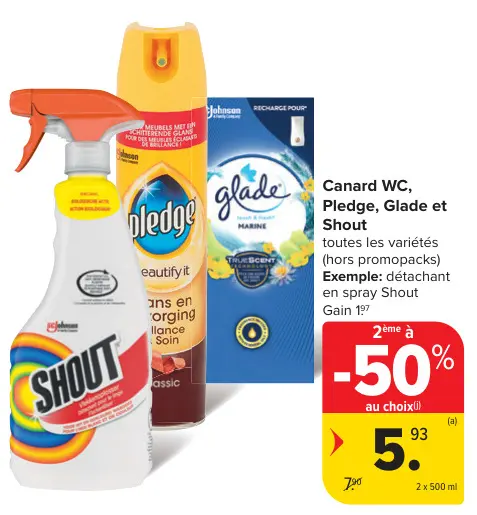 Offre: Canard WC, Pledge, Glade et Shout