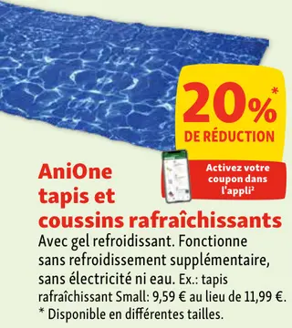 Offre: Tapis et coussins rafraîchissants