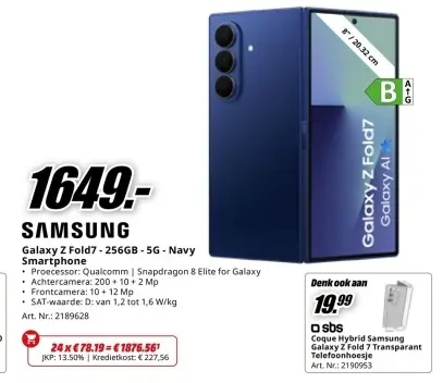 Promotie: Galaxy Z Fold7 - 256GB - 5G - Navy Smartphone