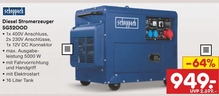 Aanbieding: Diesel Stromerzeuger SG520OD